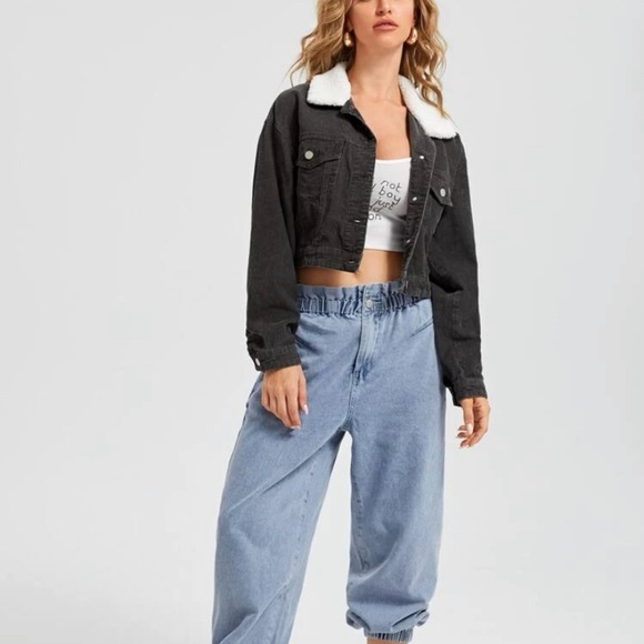 Contrast Teddy Collar Flap Pocket Cord Jacket - Picture 4 of 6